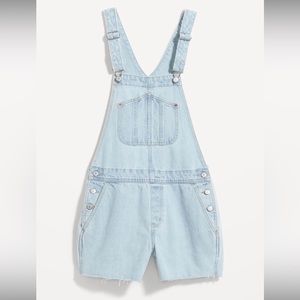 NWT Old Navy Slouchy Straight Non-Stretch Jean Cut-Off Short Overalls